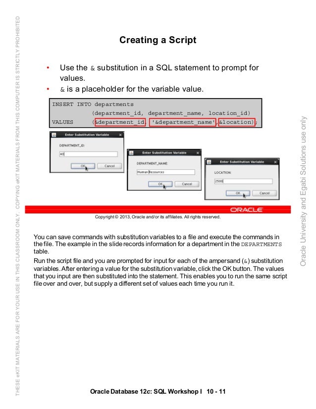 Oracle sql ampersand substitution