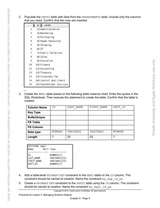 Oracle database 12c sql worshop 2 activity guide | PDF