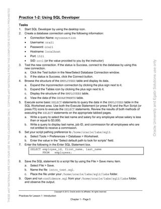 Oracle database 12c sql worshop 2 activity guide | PDF