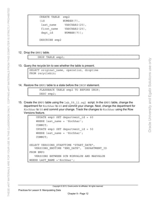 Oracle database 12c sql worshop 2 activity guide | PDF