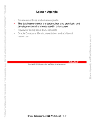 Oracle database 12c sql worshop 2 student guide vol 1 | PDF