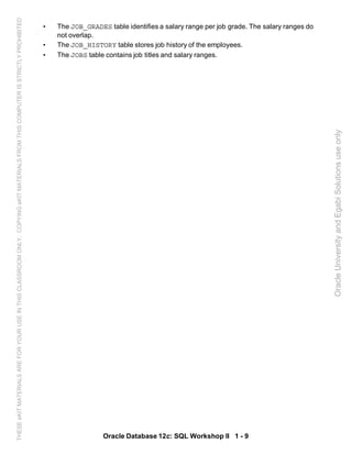 Oracle database 12c sql worshop 2 student guide vol 1 | PDF