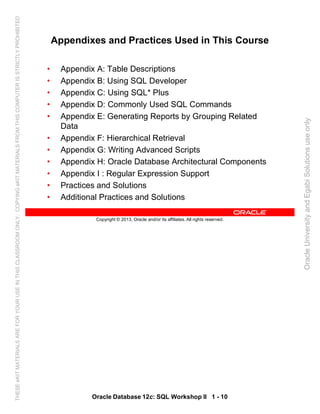 Oracle database 12c sql worshop 2 student guide vol 1 | PDF