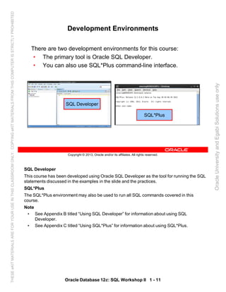 Oracle database 12c sql worshop 2 student guide vol 1 | PDF