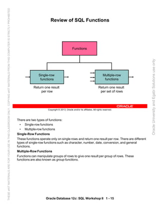 Oracle database 12c sql worshop 2 student guide vol 1 | PDF