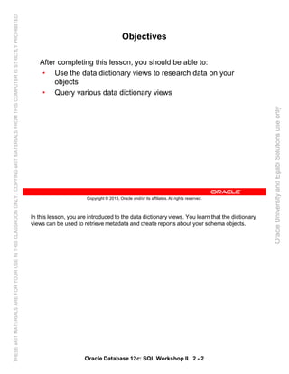 Oracle database 12c sql worshop 2 student guide vol 1 | PDF