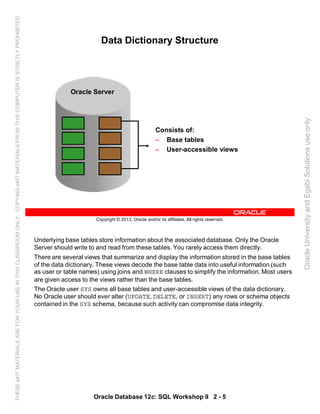 Oracle database 12c sql worshop 2 student guide vol 1 | PDF
