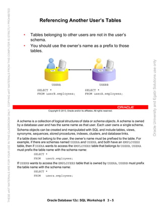Oracle database 12c sql worshop 2 student guide vol 1 | PDF