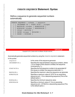 Oracle database 12c sql worshop 2 student guide vol 1 | PDF
