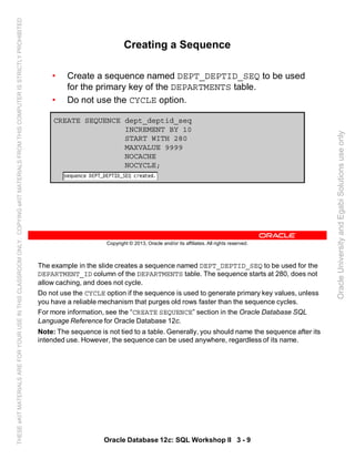 Oracle database 12c sql worshop 2 student guide vol 1 | PDF