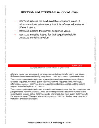Oracle database 12c sql worshop 2 student guide vol 1 | PDF