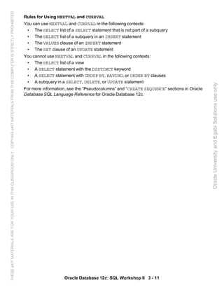 Oracle database 12c sql worshop 2 student guide vol 1 | PDF