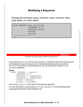 Oracle database 12c sql worshop 2 student guide vol 1 | PDF
