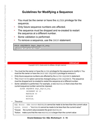 Oracle database 12c sql worshop 2 student guide vol 1 | PDF