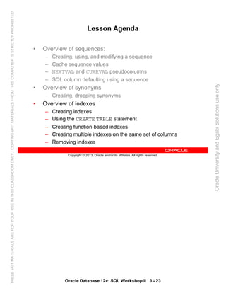 Oracle database 12c sql worshop 2 student guide vol 1 | PDF
