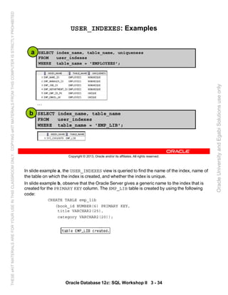 Oracle database 12c sql worshop 2 student guide vol 1 | PDF