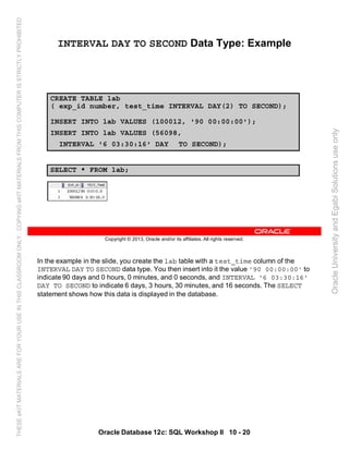 Oracle database 12c sql worshop 2 student guide vol 2 | PDF