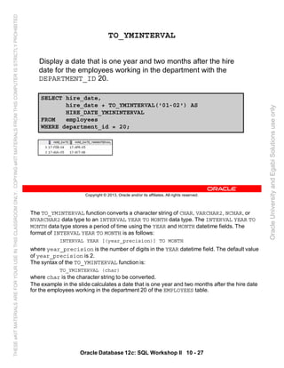 Oracle database 12c sql worshop 2 student guide vol 2 | PDF