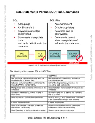 Oracle database 12c sql worshop 2 student guide vol 2 | PDF