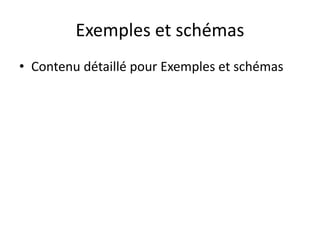 Exemples et schémas
• Contenu détaillé pour Exemples et schémas
 