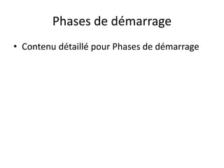 Phases de démarrage
• Contenu détaillé pour Phases de démarrage
 