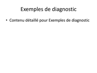 Exemples de diagnostic
• Contenu détaillé pour Exemples de diagnostic
 
