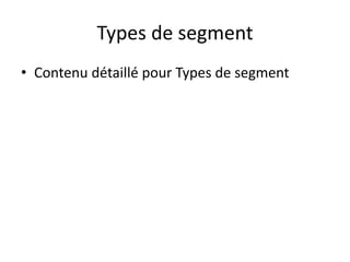 Types de segment
• Contenu détaillé pour Types de segment
 