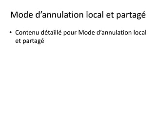 Mode d’annulation local et partagé
• Contenu détaillé pour Mode d’annulation local
et partagé
 