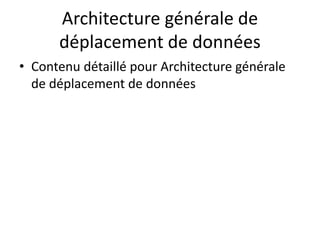 Architecture générale de
déplacement de données
• Contenu détaillé pour Architecture générale
de déplacement de données
 