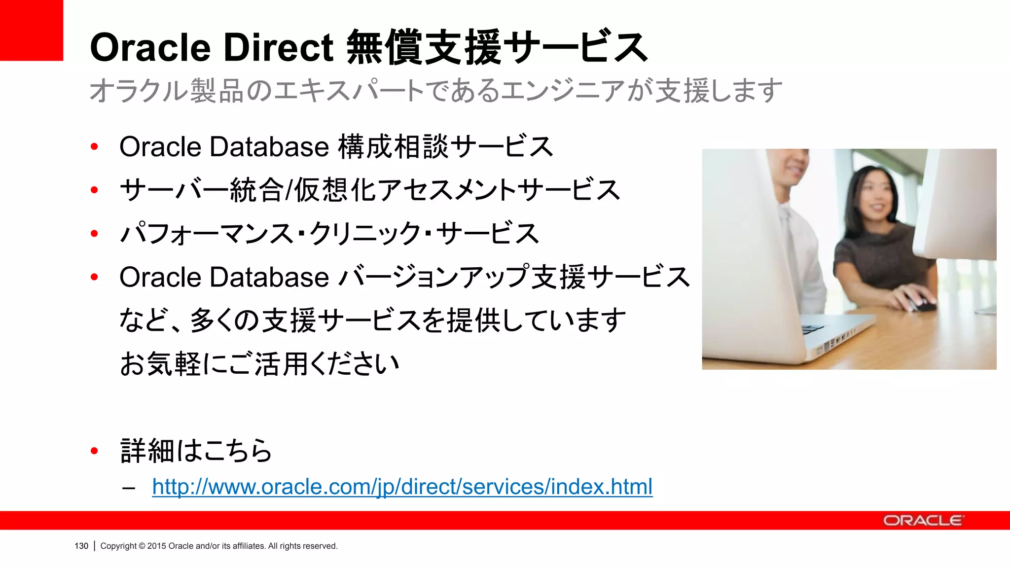 136 | Copyright © 2015 Oracle and/or its affiliates. All rights reserved.
Appendix：
サポート関連
 