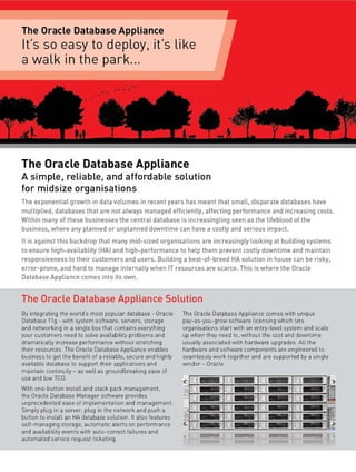 Oracle database appliance simple reliable affordable solution for midsized orgs 