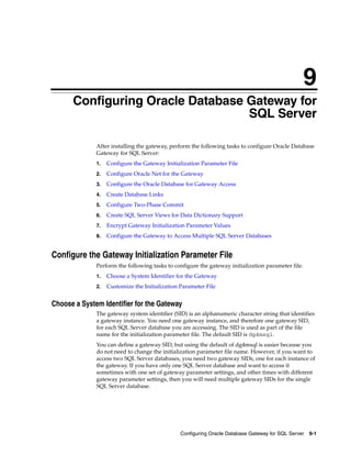 Sql Gateway Oracle database gateway 11g r2 installation and configuration guide | PDF