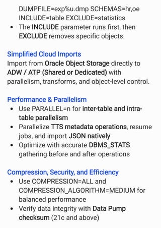 Oracle Data Pump Options and new features | PDF