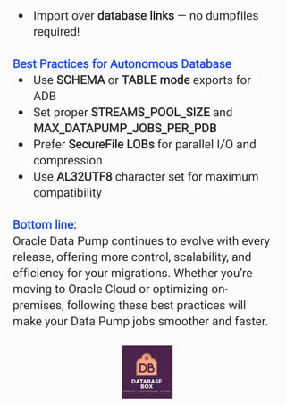 Oracle Data Pump Options and new features | PDF
