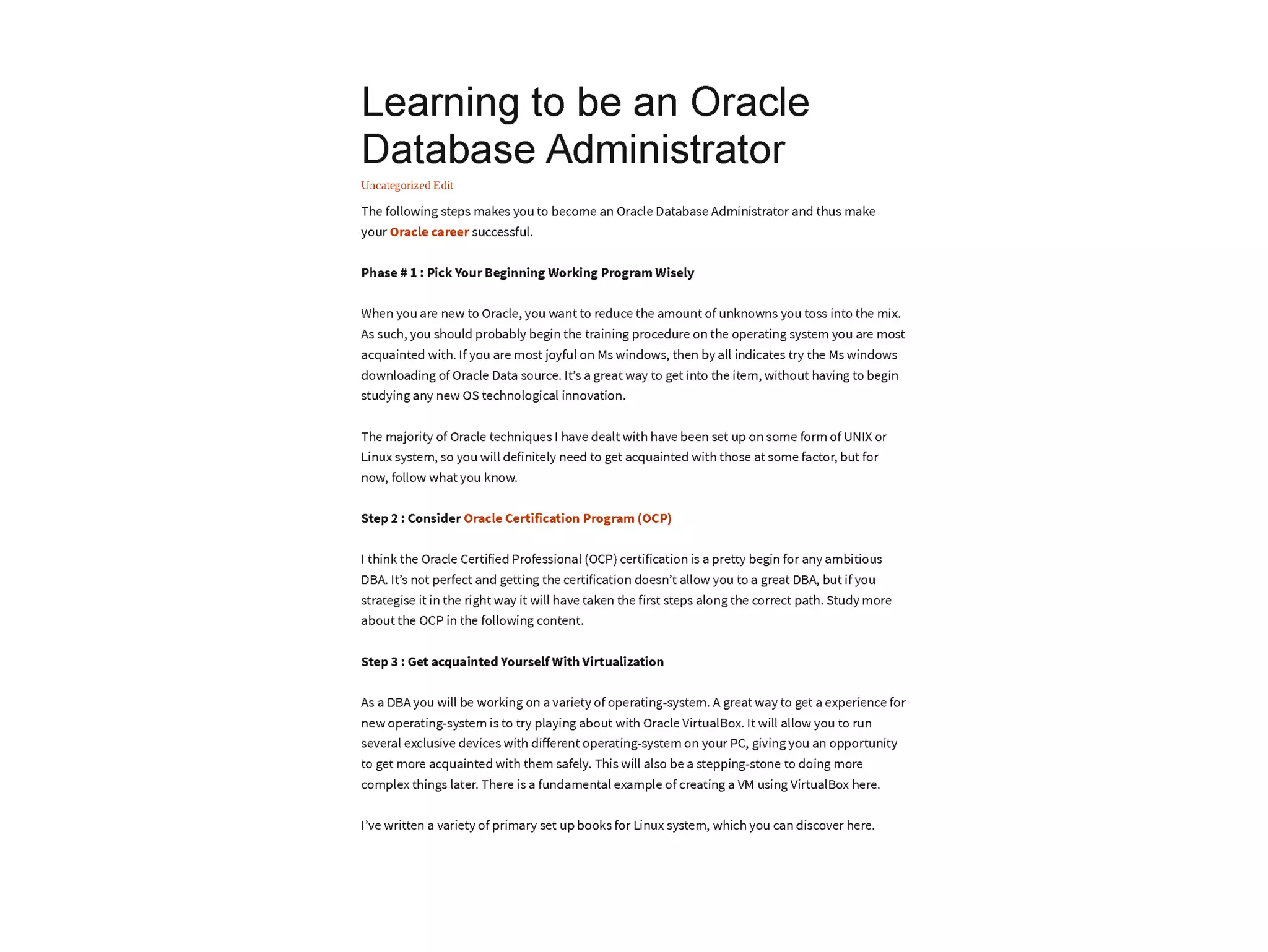 Oracle dba