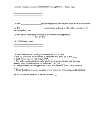 Database Questions Oracle Oracle dba practice 1 - questions- | DOC