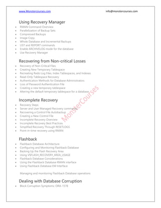 Oracle dba 12c training syllabus | PDF