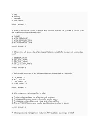Oracle dba interview questions with answer | DOCX