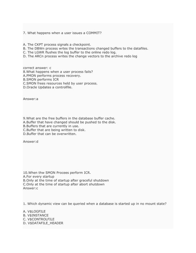  oracle dba interview questions with answer