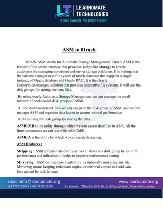 Oracle Notes Oracle DBA Notes learnomate technologies | PDF