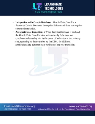 Oracle Notes Oracle DBA Notes learnomate technologies | PDF