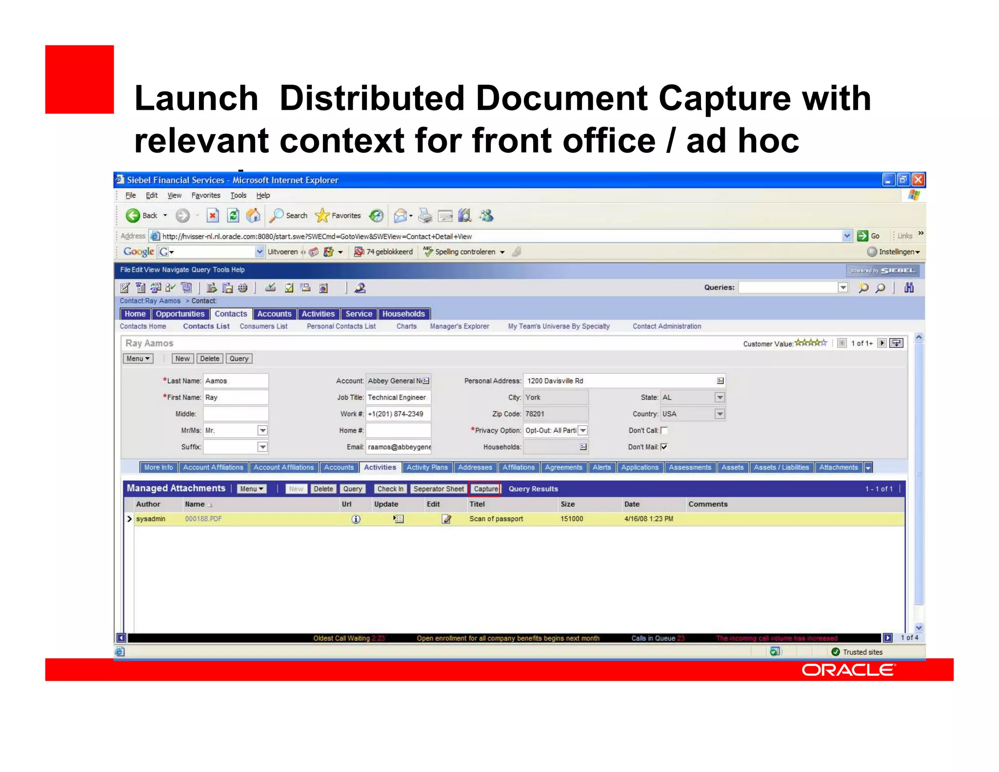 Oracle Distributed Document Capture