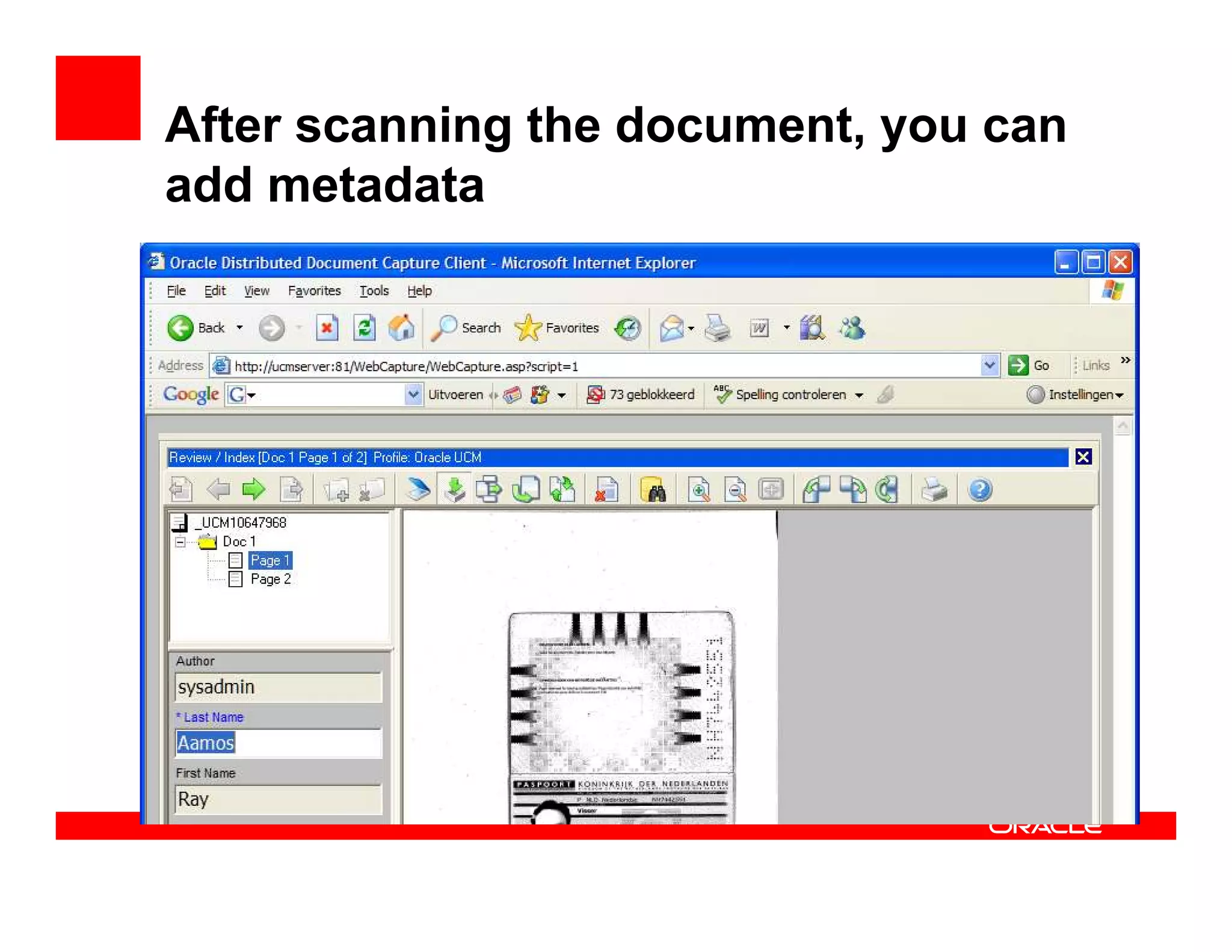 Oracle Distributed Document Capture