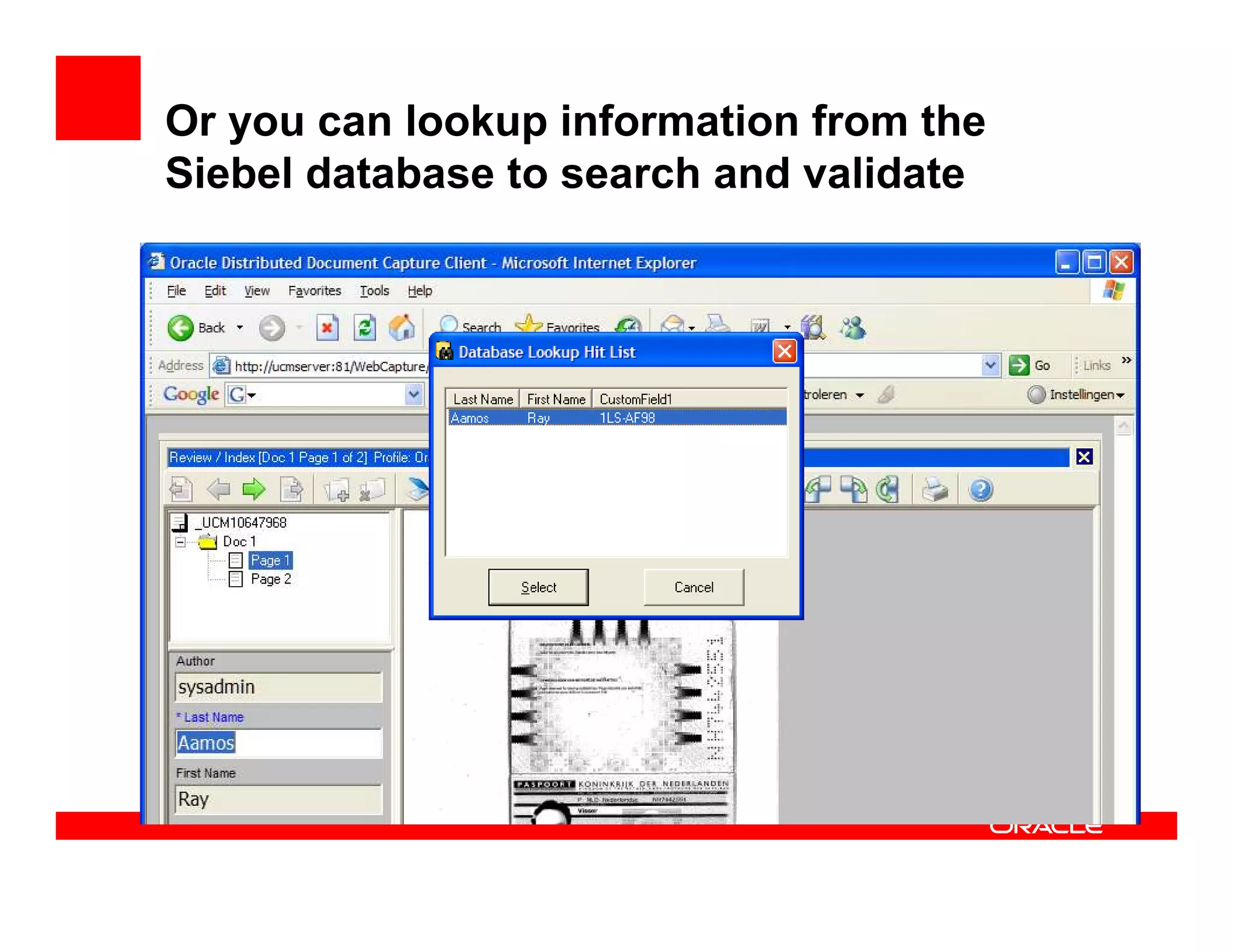 Oracle Distributed Document Capture