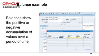 68
Balance example
Balances show
the positive or
negative
accumulation of
values over a
period of time
 