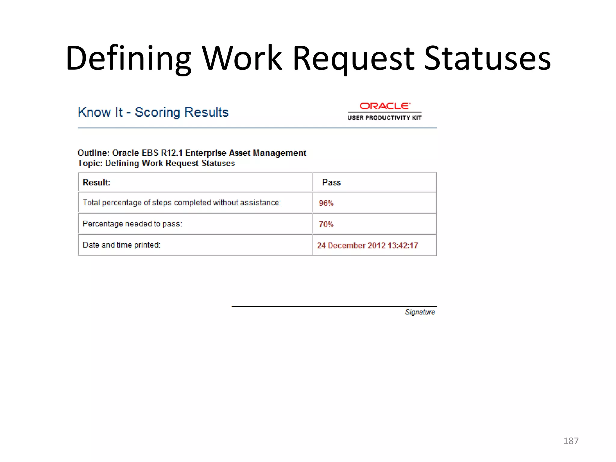 Defining Work Request Statuses




                                 187
 