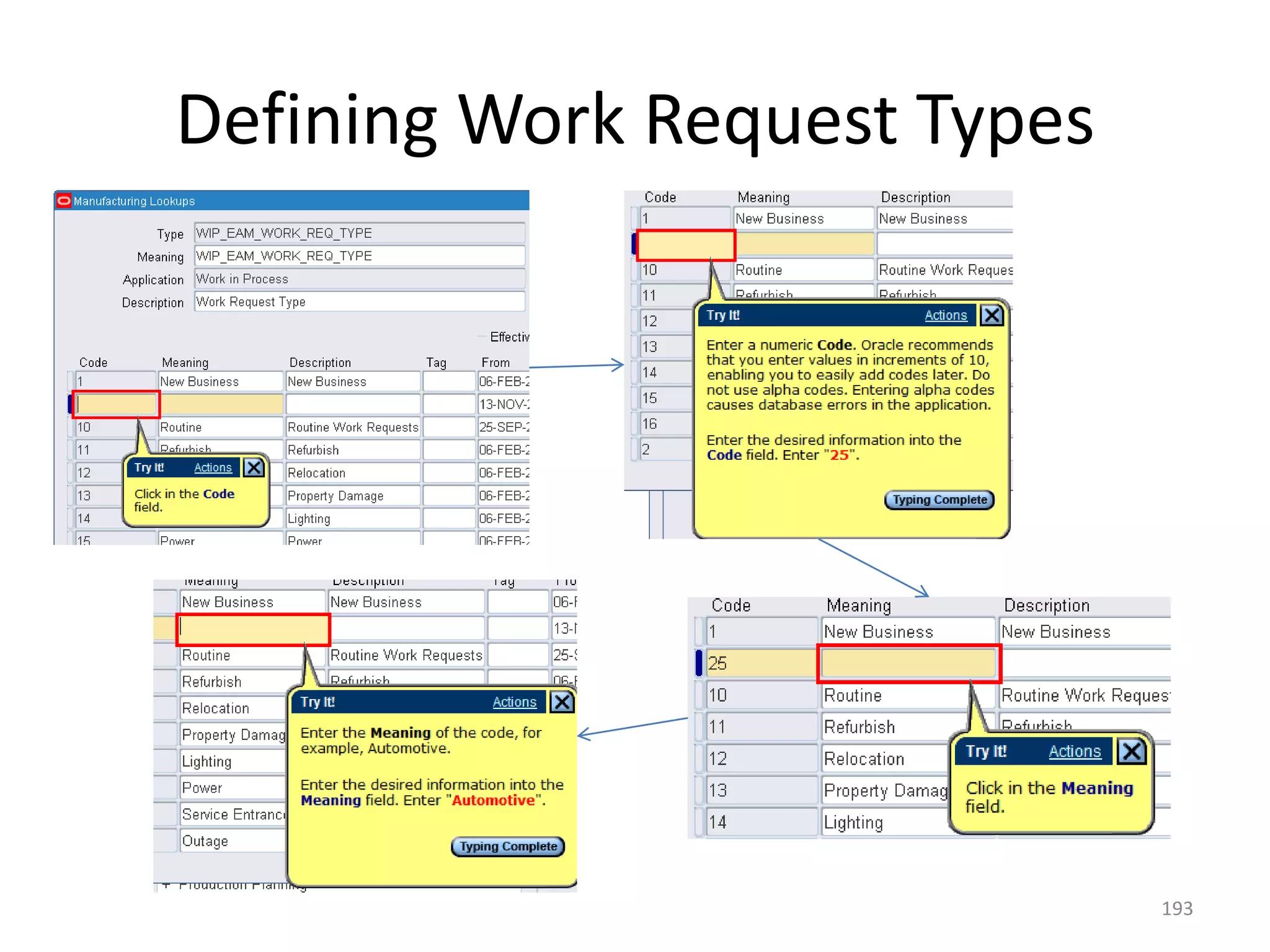 Defining Work Request Types




                              193
 