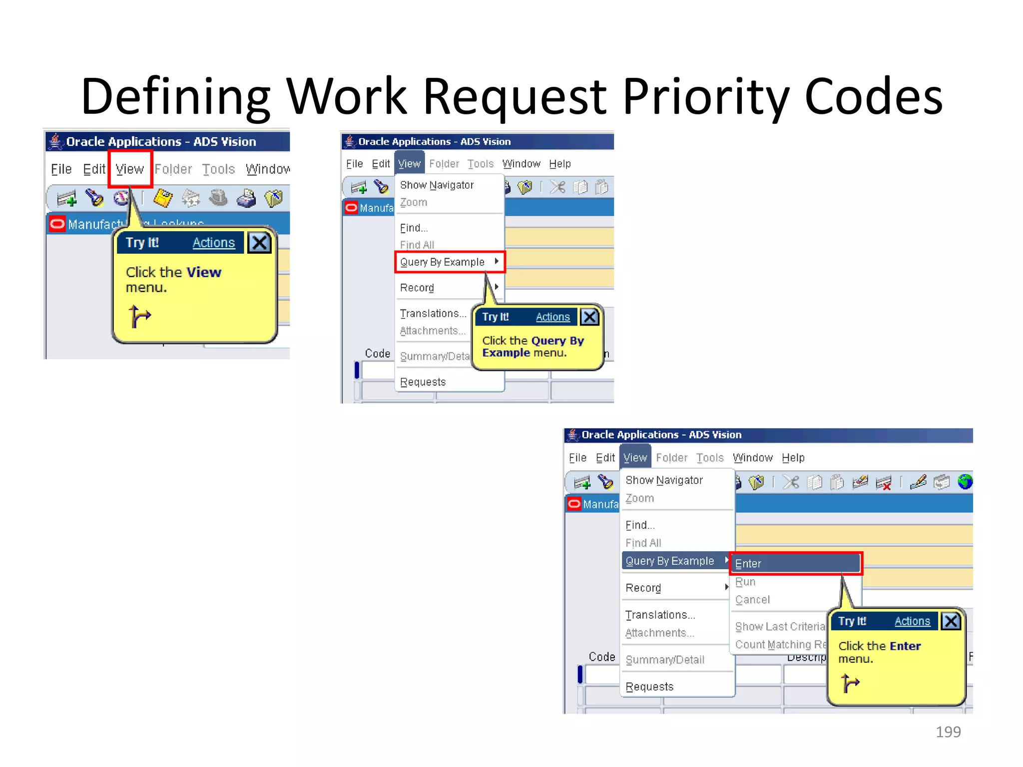 Defining Work Request Priority Codes




                                   199
 