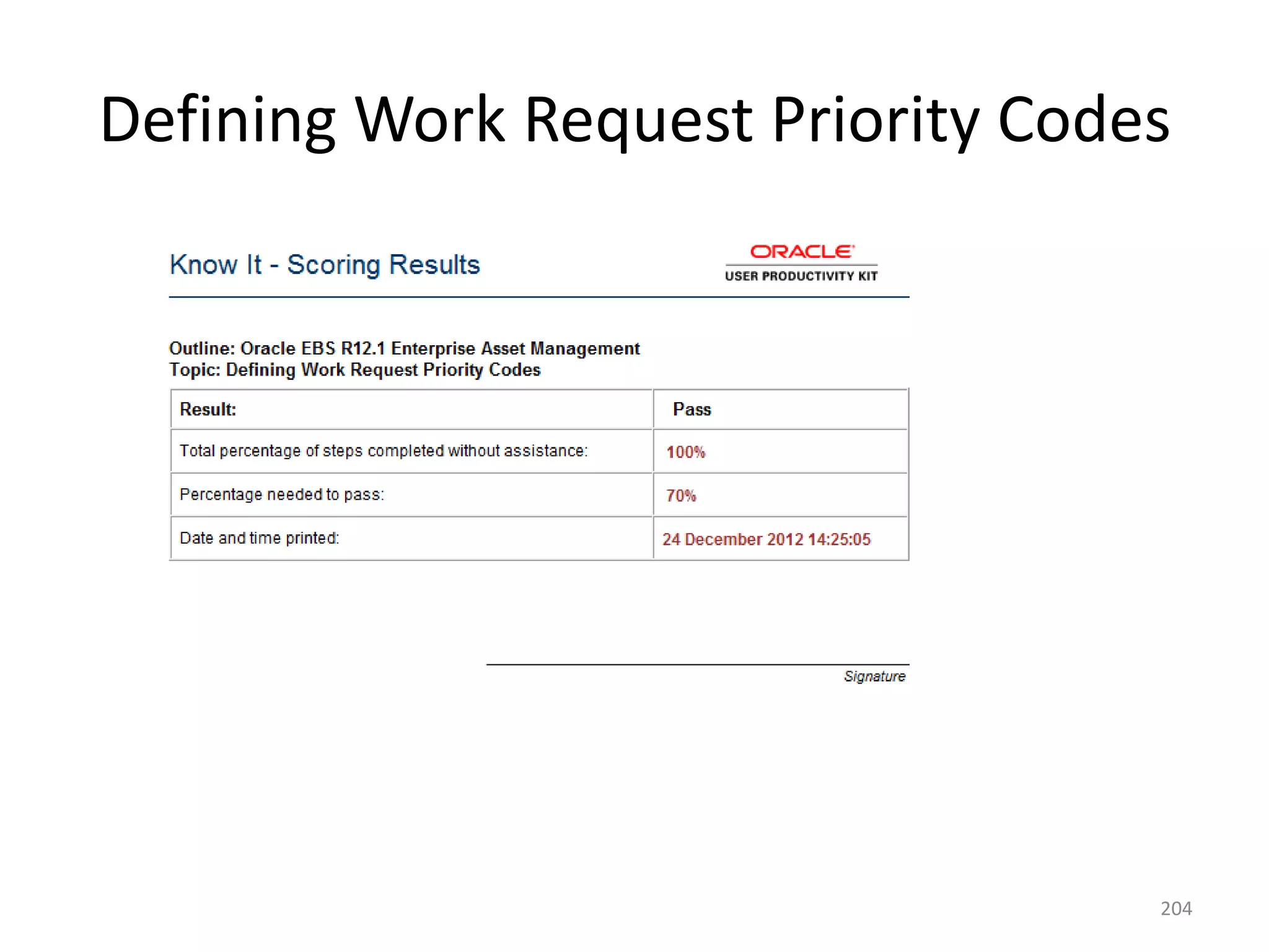 Defining Work Request Priority Codes




                                   204
 