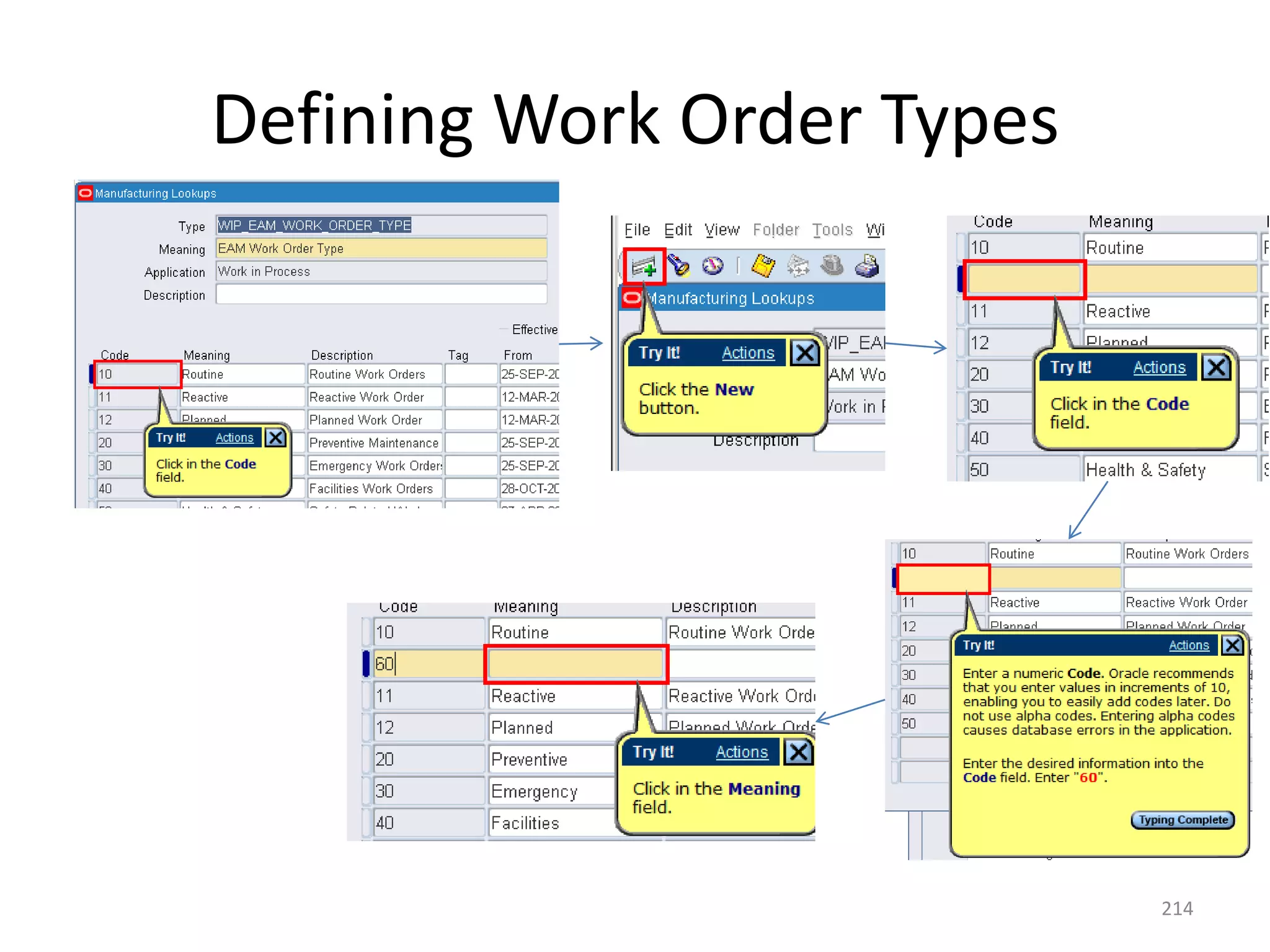 Defining Work Order Types




                            214
 